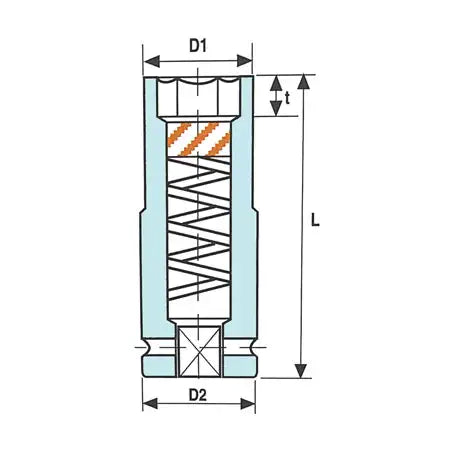 Krafthylsa OZAT – 1/2" Magnetisk 6-kant, Storlek 10 mm , L 78 mm – 08M10LM