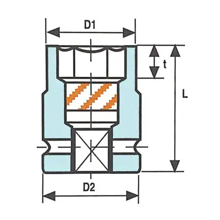 Krafthylsa OZAT – 1/2" Magnetisk 6-kant, Storlek 10 mm , L 38 mm – 08M10M