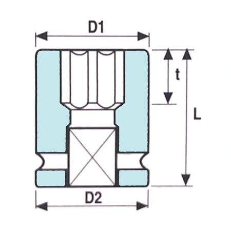 Krafthylsa OZAT – 1/2" Torx, Storlek E11, L 38 mm – 08E11