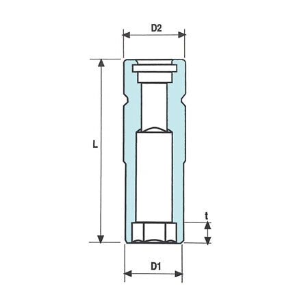 Krafthylsa OZAT – 1/2" LOV 6-kant, halvsnitt – Lång 100 mm
