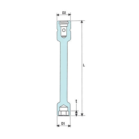 Krafthylsa OZAT – 1/2" LOV 6-kant, halvsnitt – Extra lång 150 mm