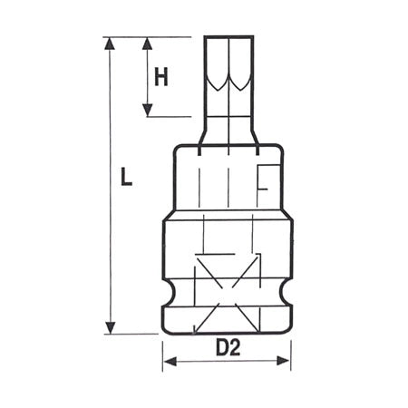 Krafthylsa OZAT – 1/2" Torx Bit-Driver 2-delad, Storlek T40, L 57 mm – 08140