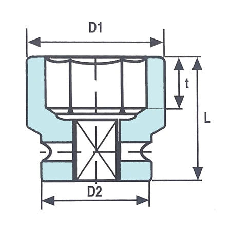 Krafthylsa OZAT – 3/8" 6-kant, Nyckelvidd 23 mm, L 30 mm – 06M23