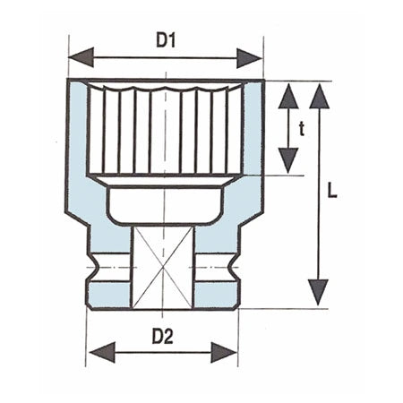 Krafthylsa Impact Socket OZAT 1" – halvsnitt