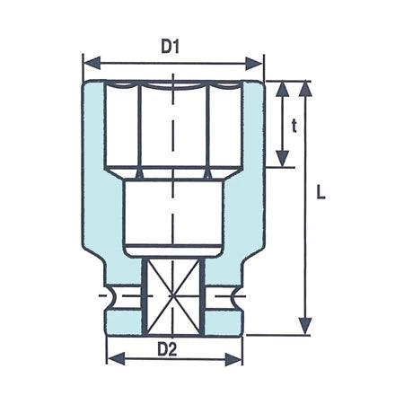Krafthylsa Impact Socket OZAT 1" – halvsnitt