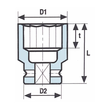 Krafthylsa Impact Socket OZAT 1" – halvsnitt