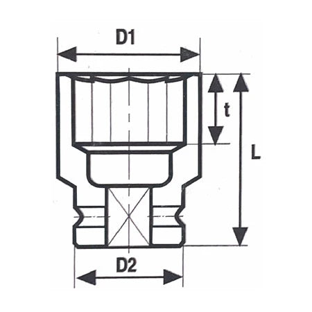 Krafthylsa Impact Socket OZAT 1" – halvsnitt