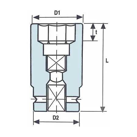 Bud Wheel Impact Socket OZAT 3/4" – halvsnitt