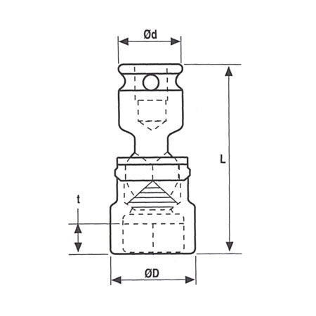 Krafthylsa Universal Socket OZAT 3/4" – halvsnitt
